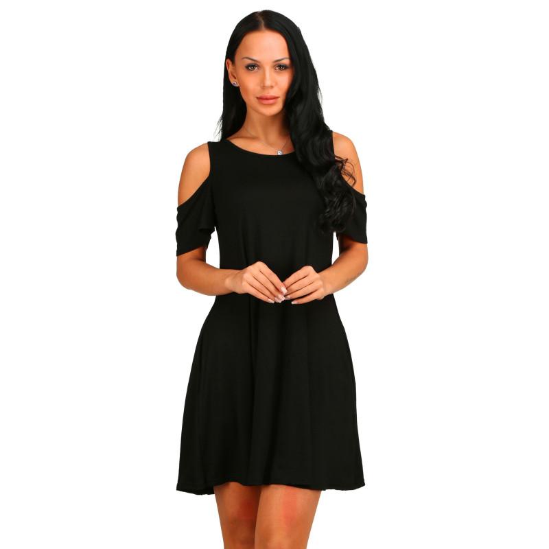 Mode Frau Kurzarm Kleid Casual Damen Kurzes Kleid Sommer Weibliche Kleidung für Kleider XXL schwarz