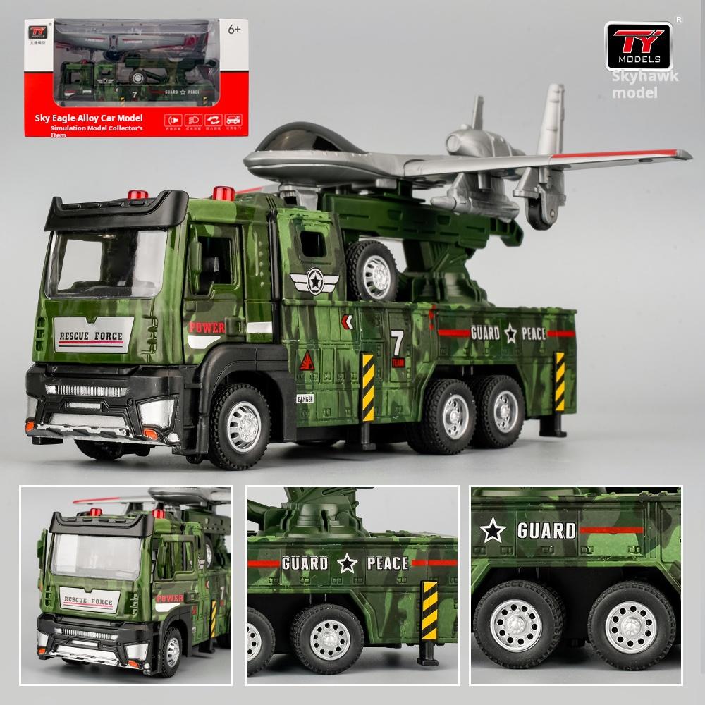 Simulation Militärisches Unbemanntes Flugzeug Startfahrzeug Modell Bewaffneter Kampfjet Mit Auswerfbarem Flugzeug Pull-Back Militärspielzeugauto Sammlerstück gray