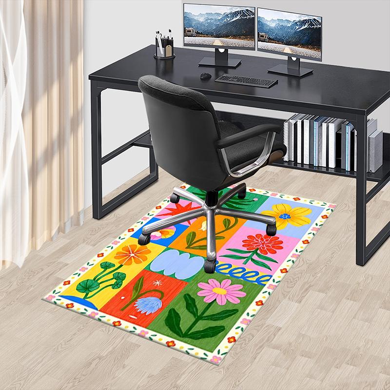 1 Stück Floral gesteppter Teppich Weiche Flanell-Fußmatte für Wohnzimmer, Schlafzimmer und Teppich, Teppich für Sofatisch, Dekorativer Teppich q31 60cm by 90cm black