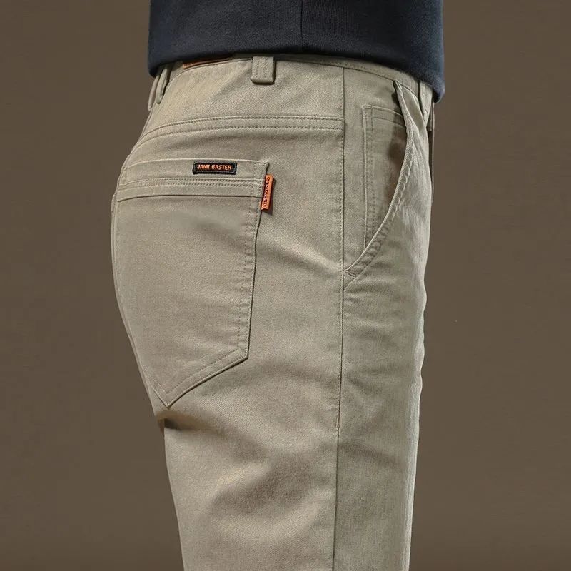 Sommer Dünne Baumwolle Herren Freizeit Hose Trendig Vielseitig Elastisch Leichte Business Hose Arbeit Formell Schlank Gerade Hose 28 khaki