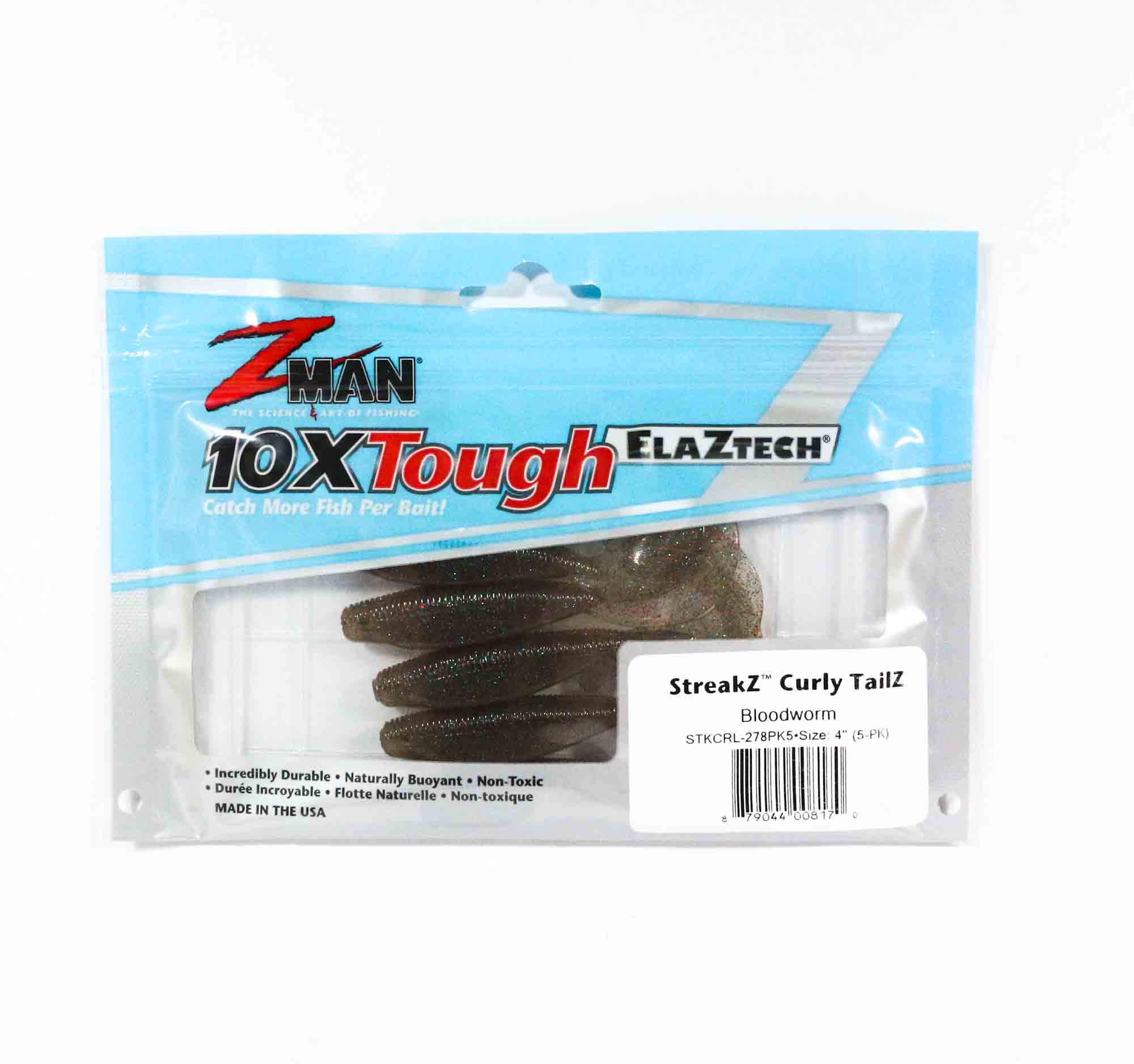 Zman Soft Lure StreakZ Curly 4 Zoll 5/Pack Bloodworm (8170)