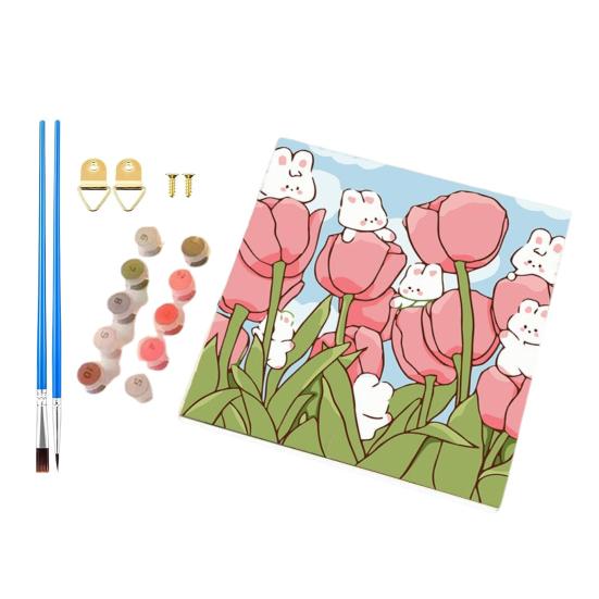 Malen nach Zahlen Set für Erwachsene und Kinder, ungerahmt, Blumen, Acrylfarbe auf