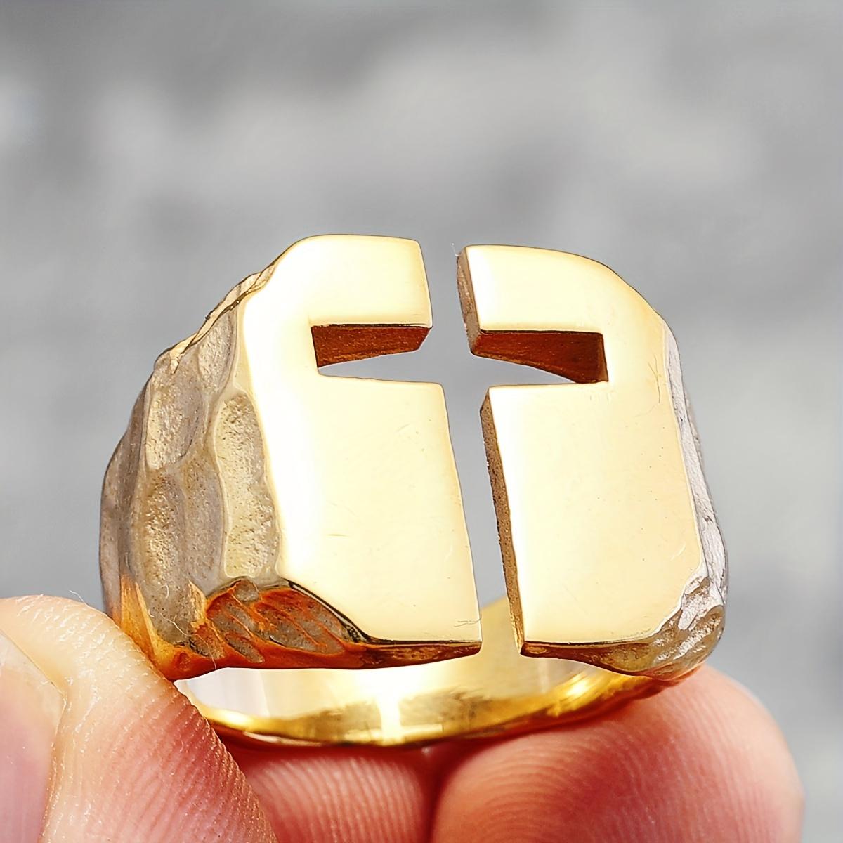 Hohlkreuz Herrenringe Religion Klassisch für Freund Paar Schmuck Geschenk 14 gold
