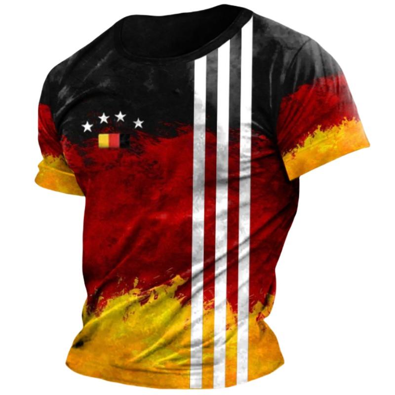 Deutschland Herren T-Shirt Deutschland Flagge Aufdruck O-Ausschnitt Kurzarm Lose T-Shirts Streetwear Sommer Herren Schöne Kleidung L black