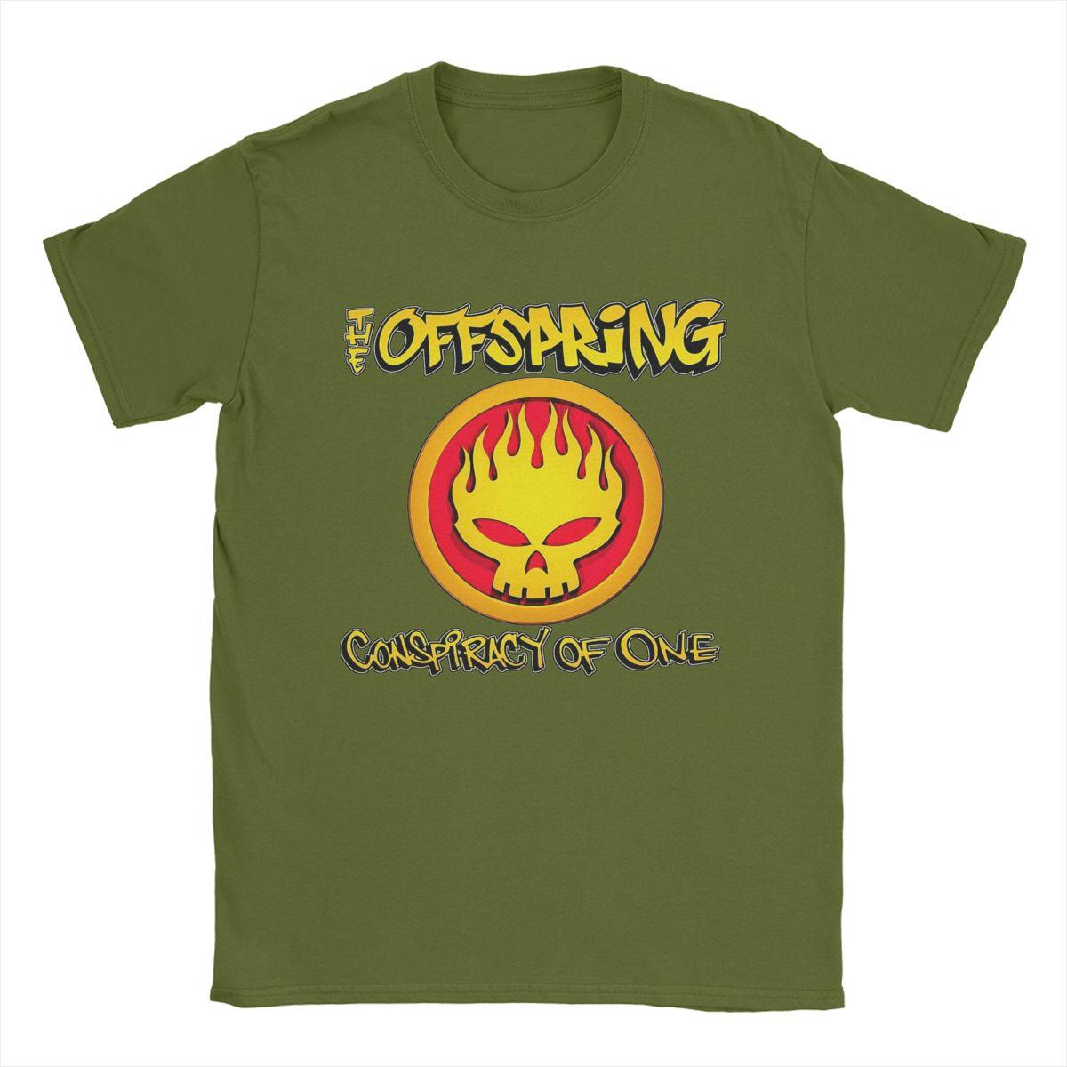 Herren T-Shirts The Offspring Neuheit Reines Baumwoll T-Shirt Kurzarm T-Shirts Rundhals Kleidung Druck L armee grüne
