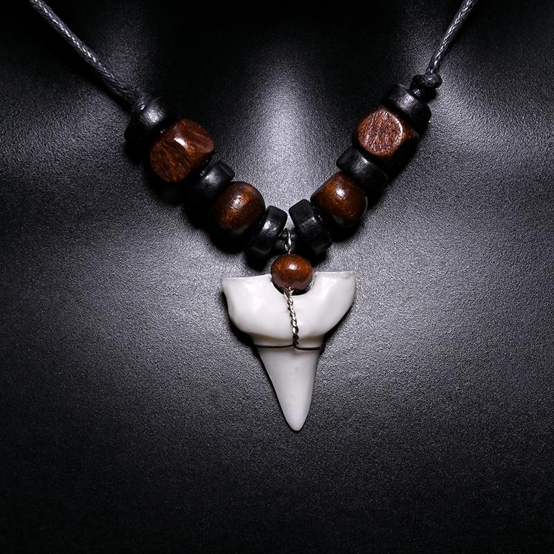 Hawaii Surfer Schmuck Handgefertigt Imitation Haizahn Anhänger Neuseeland Maori Stammes Knochen Choker Damen Herren Halskette
