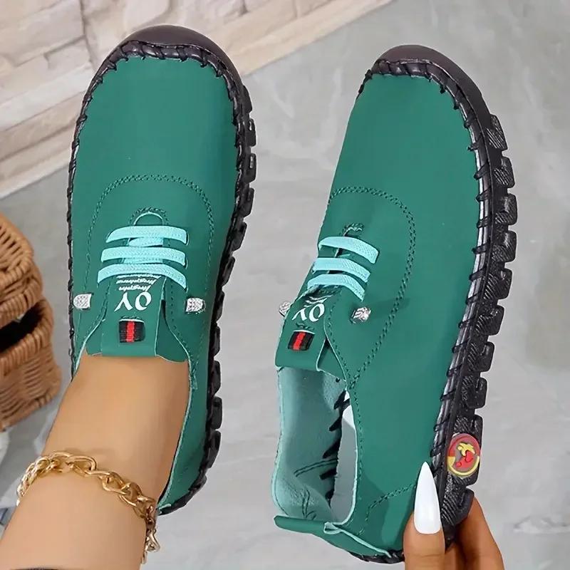 Damen Casual Sneakers 2025 Neue Frühlings- und Sommerschuhe mit weichen Sohlen und atmungsaktiven Slippern im Retro-Stil in Übergröße 36-43 Einzelschuhe für Damen 40 grün