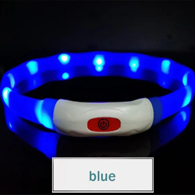 LED-Hundehalsband mit Licht, wiederaufladbar über USB, leuchtendes Halsband, Anti-Verlust/Autounfall, Sicherheit, Welpenhalsband, LED-Hundezubehör, Heimtierprodukte M blau