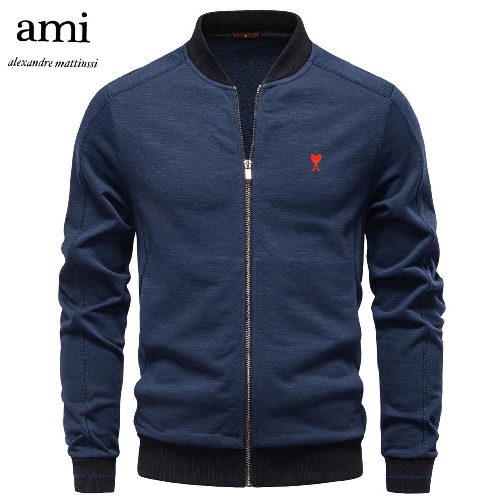 AMI 2025 Herbst und Winter Stickerei Neue Baseballkragen Herren Business Casual Jacke Jacke Dünne Vielseitige Jacke für Herren M