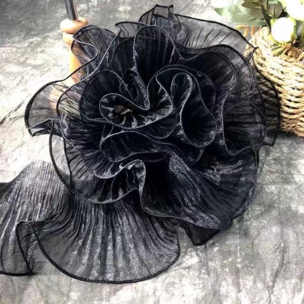 Transparente Lotusblattspitze mit Farbverlauf Organza-Mesh für Hochzeitskleid-Accessoires
