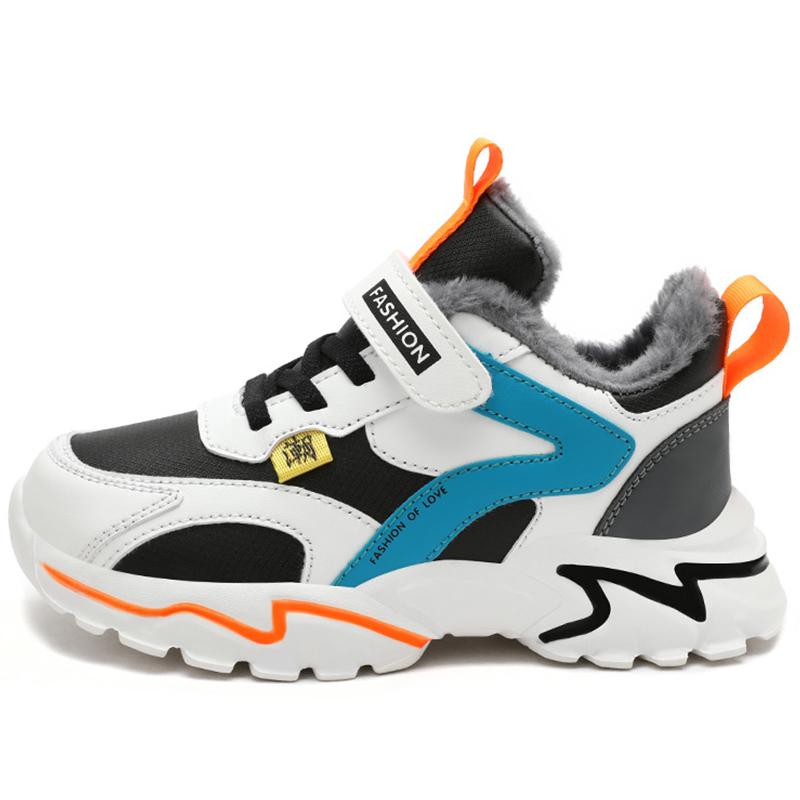 Superleichte Baumwollschuhe für große Jungen, Winterschuhe aus Baumwolle für Jungen, Kinder, plus warme Schneestiefel aus Samt, rutschfeste Baumwollschuhe 28 schwarz/orange