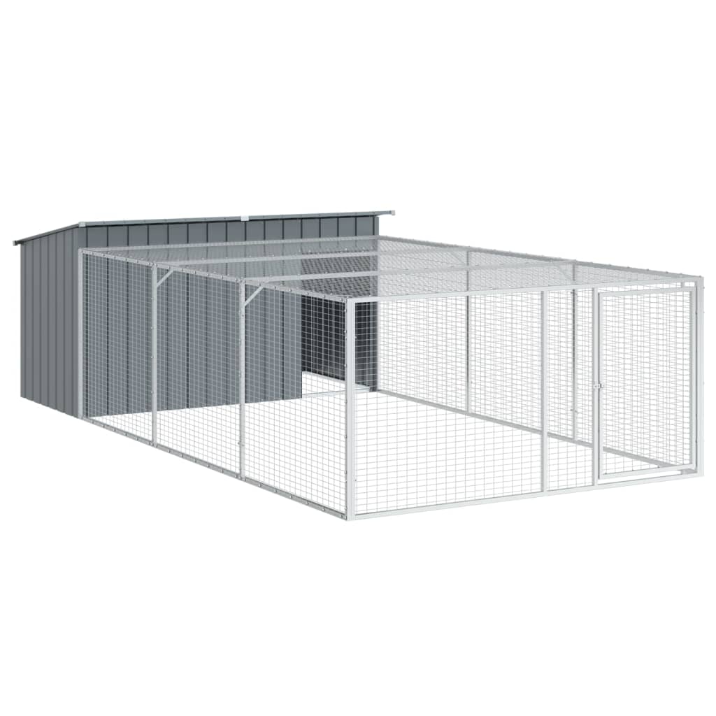 Hundehütte mit Auslauf Anthrazit 197 x 396 x 110 cm Verzinkter Stahl