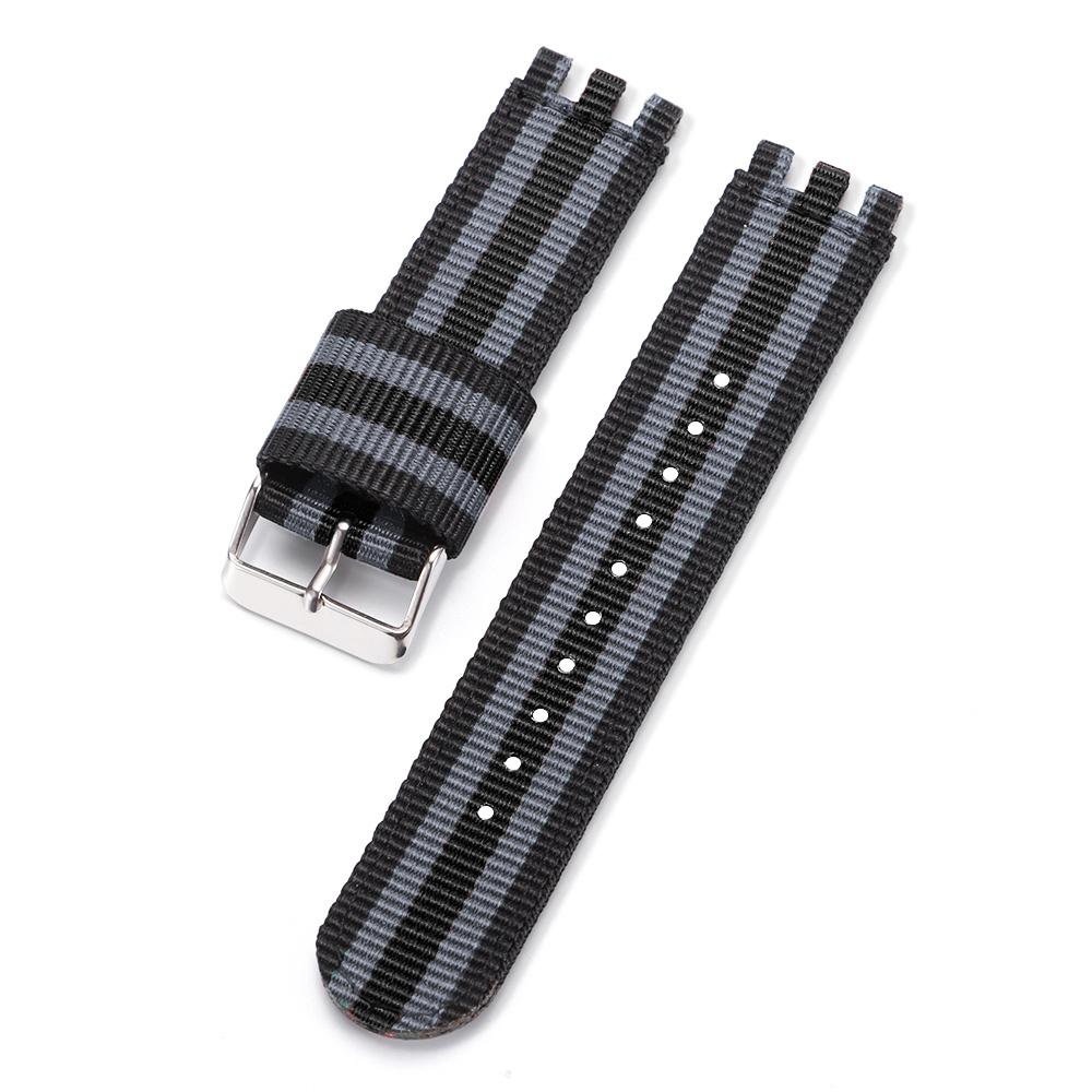 17mm 19mm 20mm Nylon Uhren Sportarmband für SWATCH Band Canvas Stoffband für Damen Herren Grün Schwarz Militärische Uhrenarmbänder 17mm