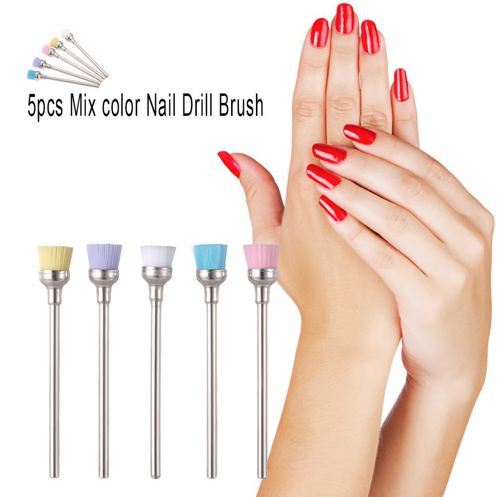 1 Stück/5 Stück Nagelbohrer Reinigungsbürste Elektrisch 2,35 mm Nailart Bohrbürste Maniküre Zubehör 5Pcs(Mix color)