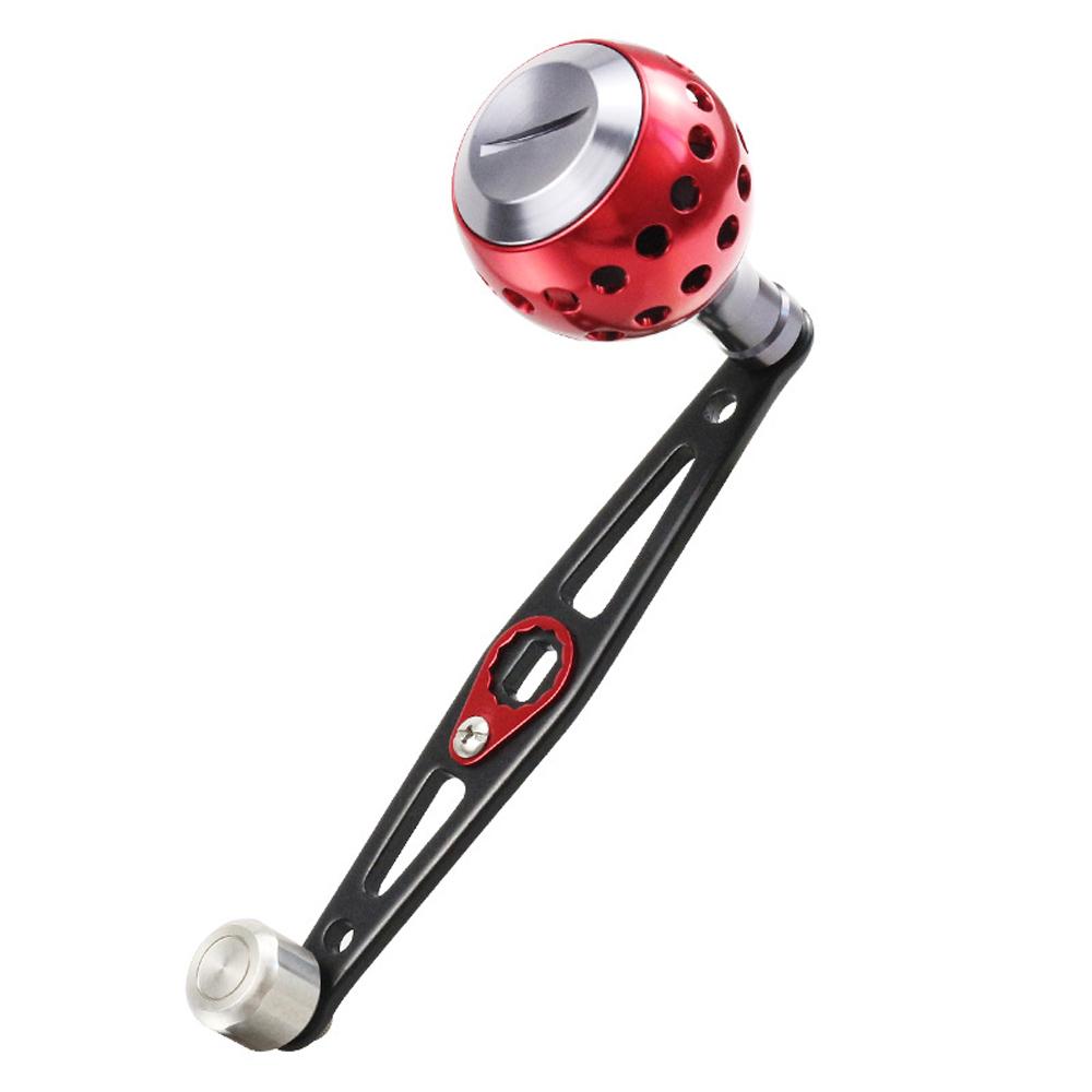 Baitcasting-Power-Griff Aluminiumlegierung Kipphebel für Bait Caster Runder Angelrollengriffknopf rot/schwarz