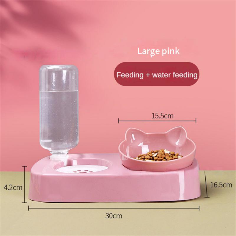 Haustier-Katzennapf, automatischer Futternapf, 3-in-1-Napf für Hunde und Katzen, mit Wasserbrunnen, Doppelnapf zum Trinken, erhöhter Stand, Schüsseln für Katzen non-slip gray