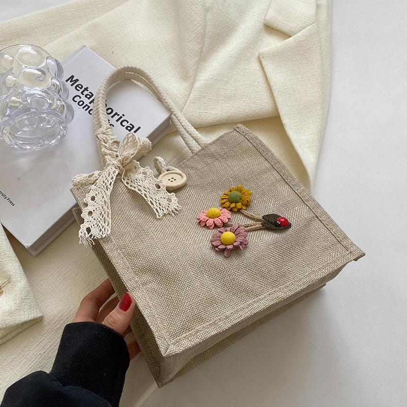 Leinentasche, kleine Handtasche aus frischem Leinen, koreanische Version der Handtasche, High-End-Feeling, Souvenir-Geschenktüte