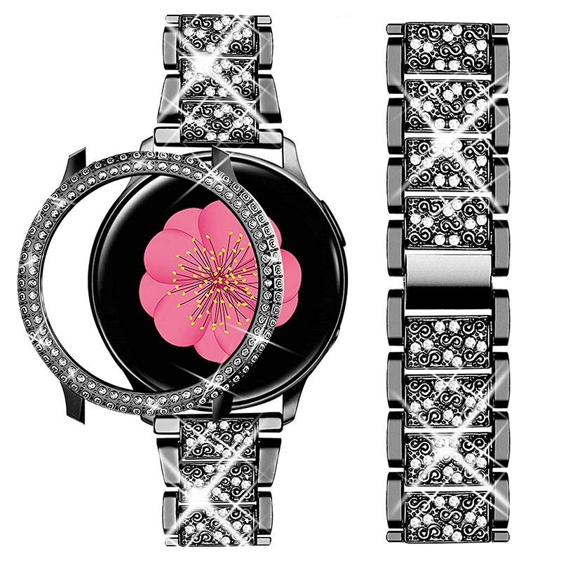 Strap Case Protector Für Samsung Galaxy Uhr 6 5 40mm 44mm Metall Armband Für Galaxy Uhr 4 44mm 40mm Band Diamant Abdeckung Galaxy watch 6 44mm schwarz