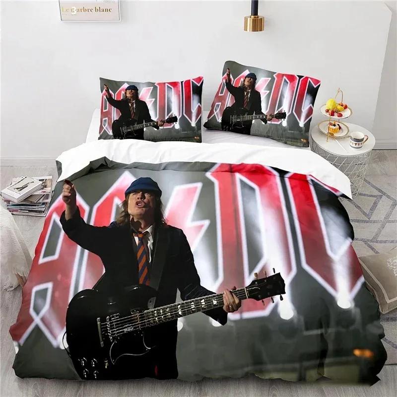3D Gedrucktes Rockband AC DC Bettwäscheset Bettbezug Schlafzimmer Tagesdecke Einzel-Doppel-King-Size Steppdeckenbezug Heimtextilien 3-teilig EU Single(135*200cm)3pcs