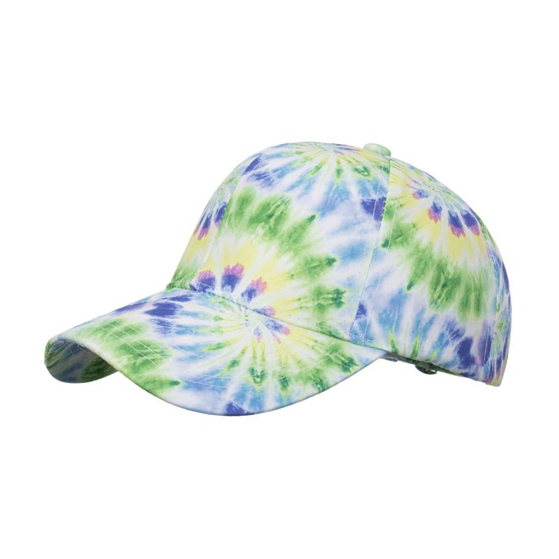 Männer Gedruckt Tie-Dye Graffiti Baseball Kappe Frauen Gradienten Sonnencreme Hut Pferdeschwanz Panama Kappe Visier Hüte Snapback Hut grün