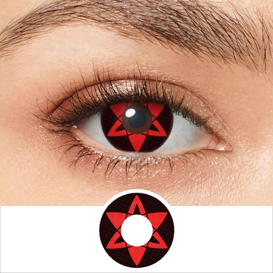 Pseyeche Halloween-Kontaktlinsen, 1 Paar, jährliche Einweg-Weichlinsen, Sharingan-Kontaktlinsen, Cosplay-Kontaktlinsen, Anime-Augenlinse 14.5mm