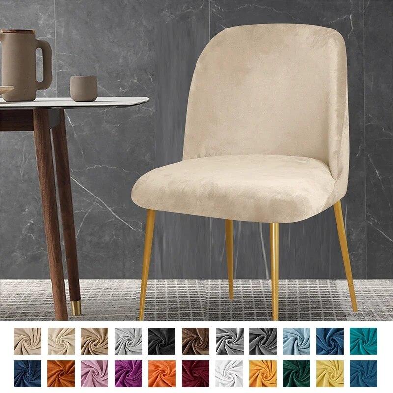 1 STÜCK Samt Entenschnabel Make-Up Stuhlhussen Runde Unterseite Hocker Akzent Niedrige Rückenlehne Esszimmerstuhl Schonbezug Hochelastischer kleiner Sitzbezug 1pcs Chair Cover