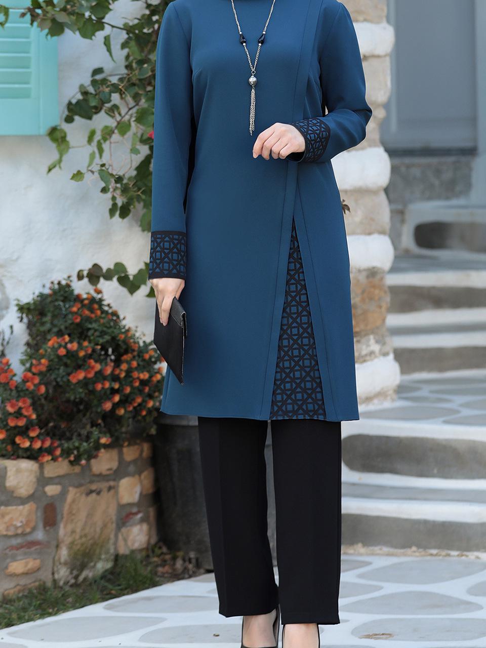 Neue Dubai Abaya: Zweiteiliges Set für arabische und südostasiatische Frauen L königsblau