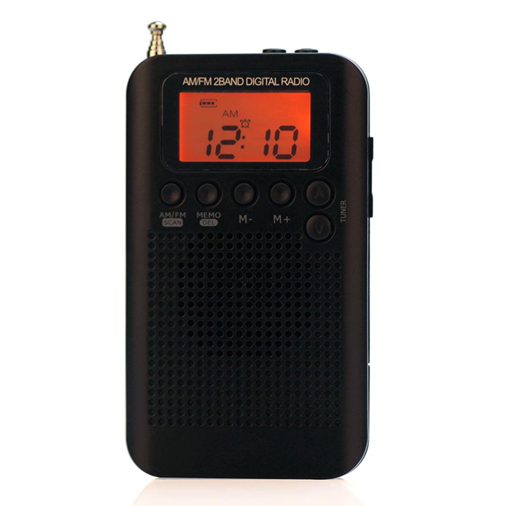 HRD-104 Tragbares AM/FM-Stereoradio im Taschenformat, 2-Band-Digital-Tuning-Radio, Mini-Empfänger, Outdoor-Radio schwarz