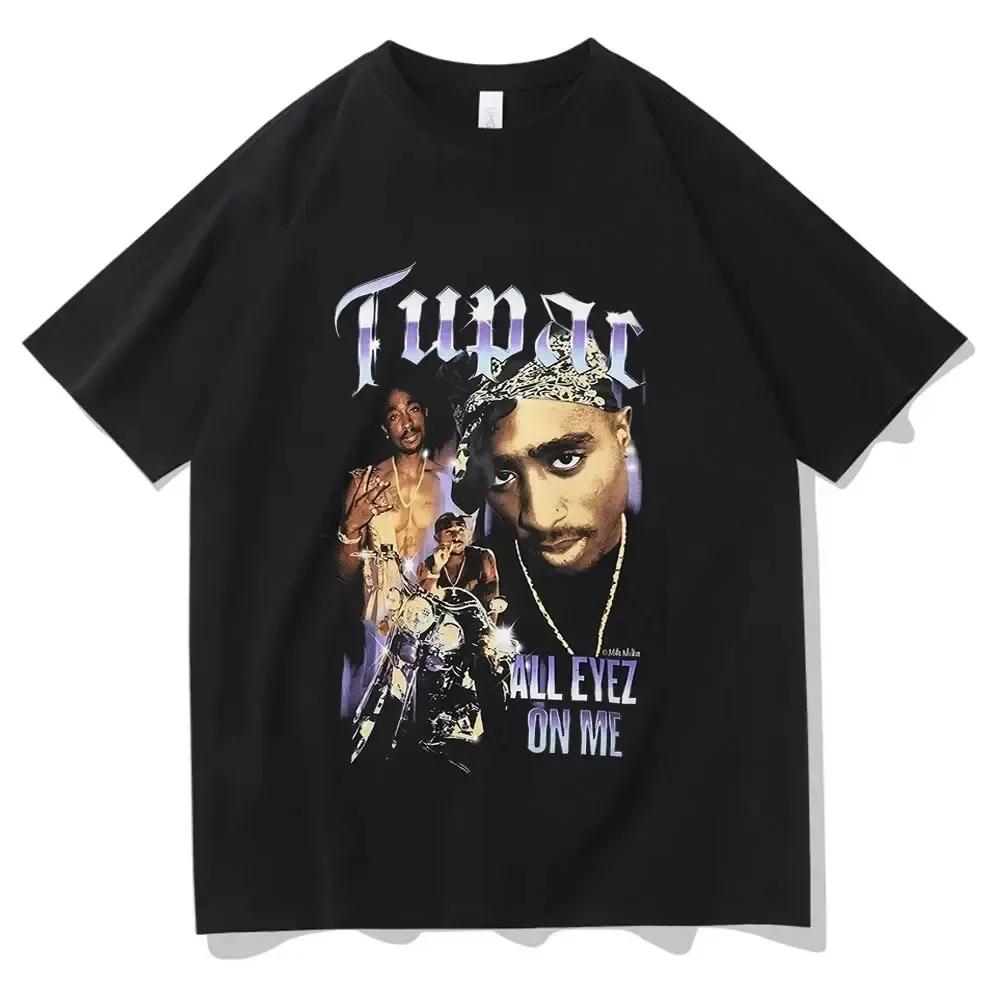 Rapper Tupac 2pac T-Shirt Harajuku Hip Hop T-Shirt Y2K Kleidung Übergroße Männer T-Shirt Straßenkleidung Tops Casual Frauen Baumwoll-T-Shirt XXL schwarz