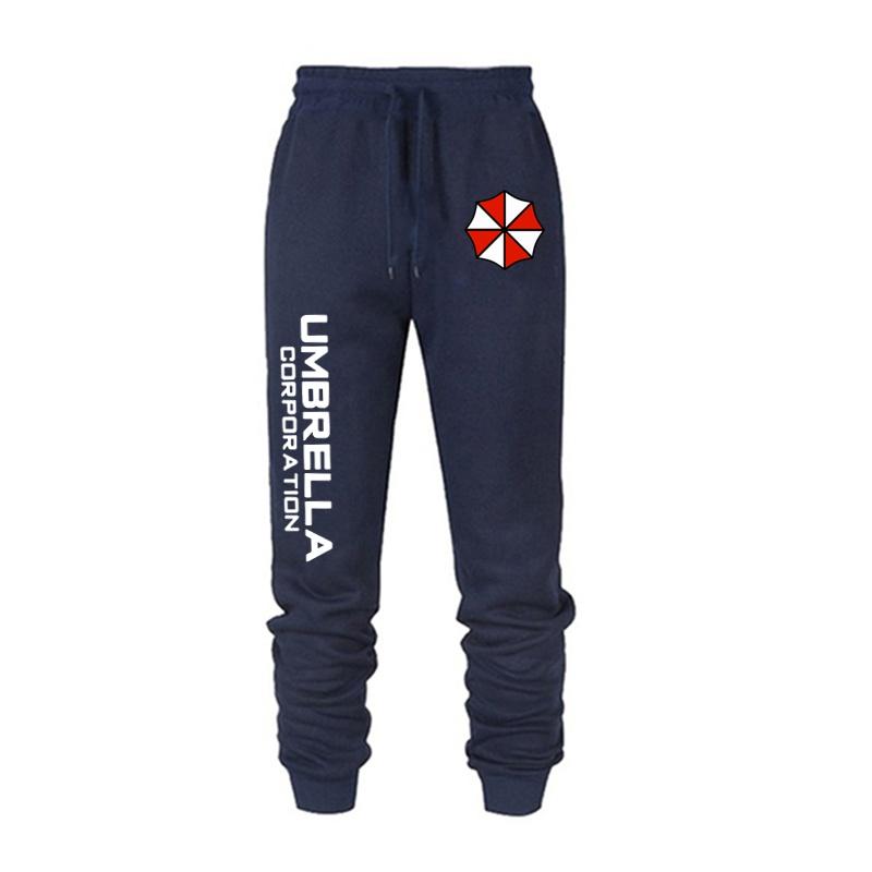 Männer Mode Resident Evil Print Hosen Regenschirm Frühling Herbst Fleece Jogginghose Unisex Lange Hosen Casual Sport Hosen XL navy blau