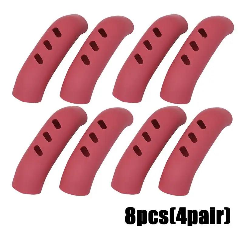 2/4/8Pcs Silikon Topf Griffe Abdeckung Anti-verbrühungen Wärme-beständig Topf Ohr Clip Nicht-slip Auflauf Pan Griff Küche Zubehör 8pcs rot