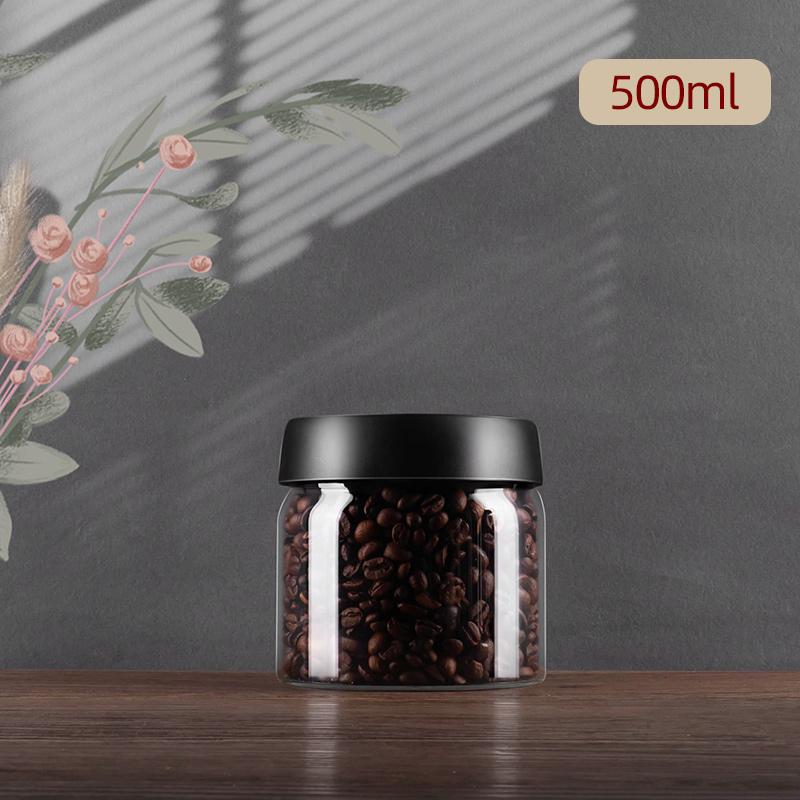 Vakuumversiegeltes Vorratsglas Kaffeebohnen Glasvorratsglas Süßigkeiten Aufbewahrungsflasche Küche Lebensmittel Getreide Aufbewahrungsflasche gray
