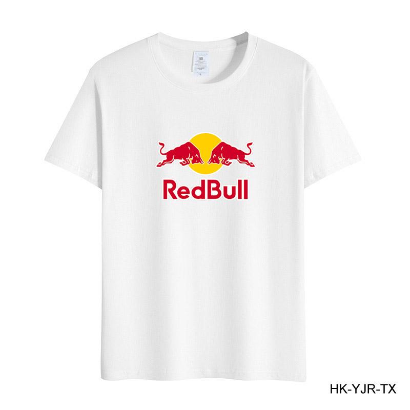 Red Bull Sommer Herren T-Shirt Hohe Qualität Baumwolle Kurzarm Druck T-Shirt Damen T-Shirt Mode Sportshirt Lässiges Jogging Top S weiß