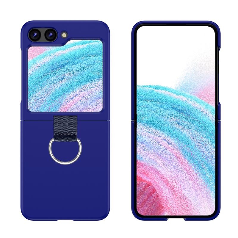 Simplicity Fashion Faltbarer Ringhalter Handyhülle Für Samsung Galaxy Z Flip 3 4 5 5G Stoßfest Weiche Silikon Rückabdeckung For Samsung Z Flip 4 blue