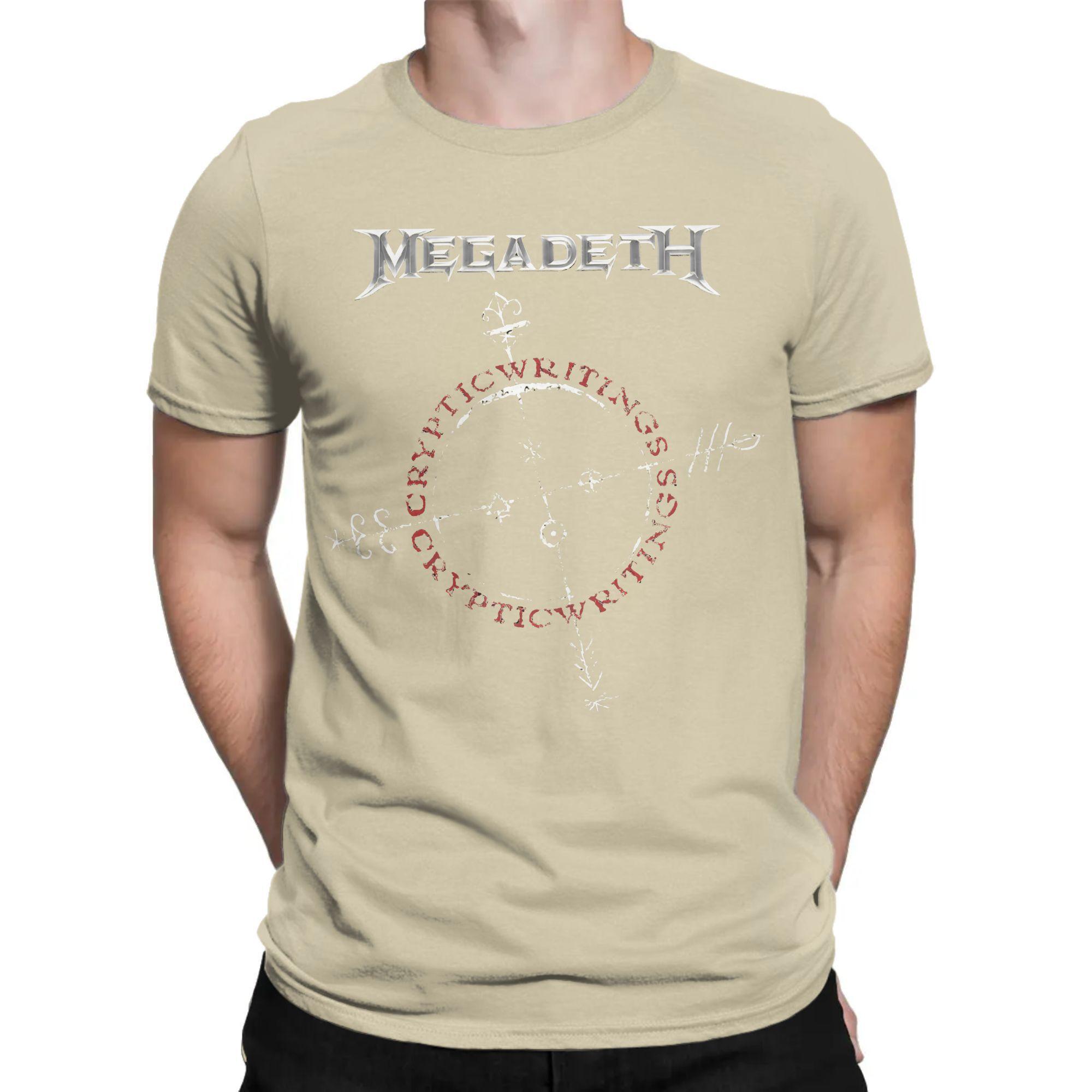 Herren T-Shirts Heavy Metal Megadeths Lustig 100% Baumwolle T-Shirt Kurzarm T-Shirts Rundhals Tops Geschenkidee S khaki