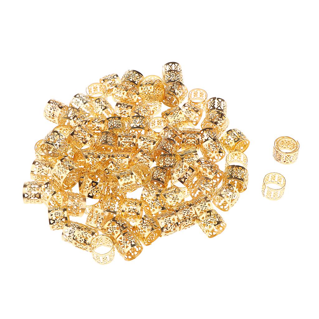 100 Stück Herz Metall Manschette Haarverlängerung Dekorationen Dreadlocks Perlen Silber 10x8 mm gold