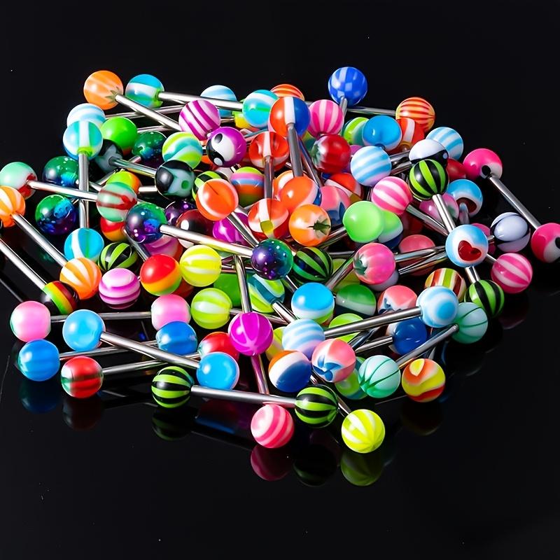 15/40/100 teile/beutel Frauen Männer Mode Regenbogen Edelstahl Zunge Piercing Ring Mix Zunge Barbell Ohr Nippel Piercing Ring Pircing Schmuck 15pcs/Bag