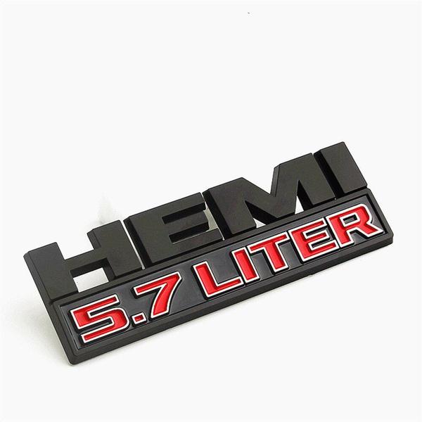 1 STÜCK HEMI 5,7 Liter Autoaufkleber für Heckklappe ABS 3D Badge Emblem Modifikation Aufkleber Hubraumetikett schwarz