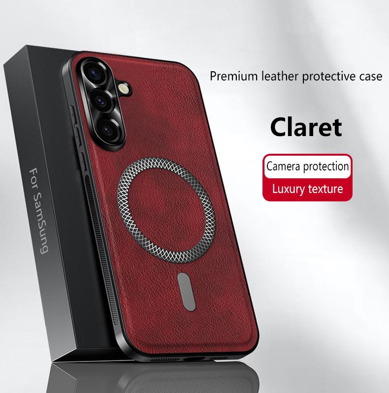 Retro Leder Magnetische Handyhüllen Für Samsung Galaxy A16 A25 A34 A52 A53 A54 A55 5G Metall Kamera Schutz Stoßfeste Hülle A54 5G claret