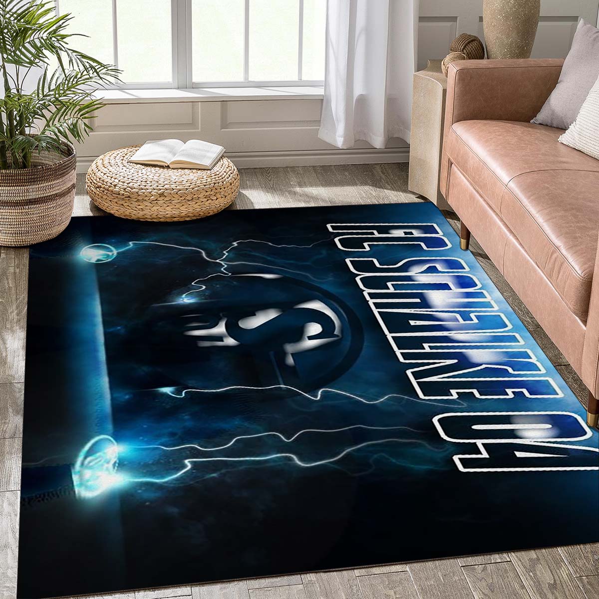 Schalke 04 Fußballfeld Umriss Teppich, Rutschfeste Fußmatte mit Offiziellem S04 Wappen Aufdruck, Sport Deko Teppich für Fan-Höhle & Schlafzimmer 200x160cm( 78x62in )