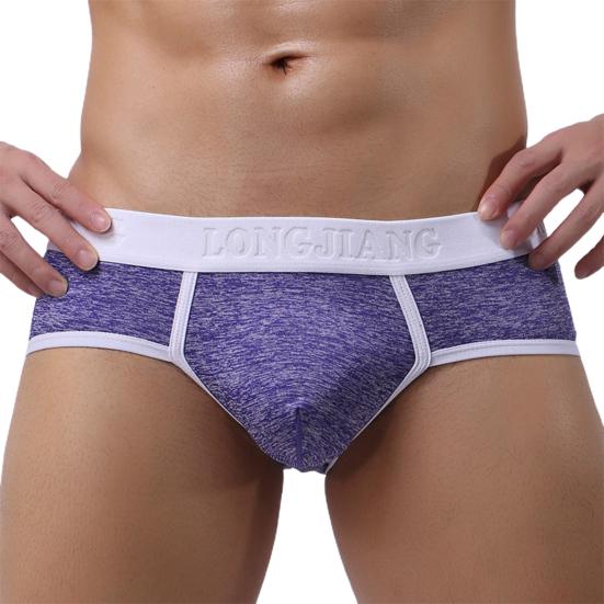 Longjiang Herren Slips mit breitem Bund, ultraweiche Unterwäsche, Patchwork, U-förmig gewölbt, mittelhoch geschnitten, Slips zum Daruntertragen S violett
