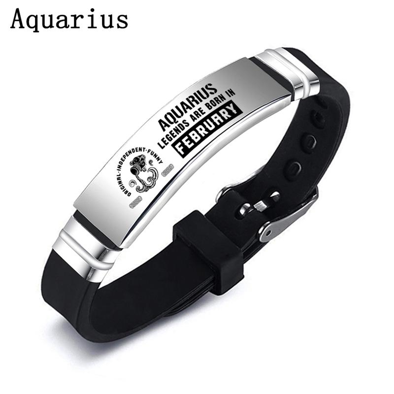 Sternzeichen Stier Zwillinge Krebs Armbänder Schmuck für Paare 12 Konstellation Edelstahl Armband Schmuck Zubehör Aquarius