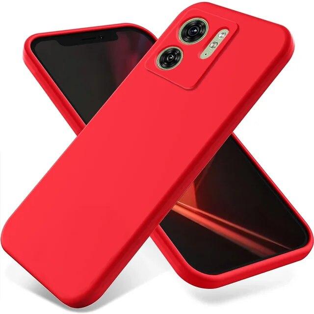 Echte flüssige Silikon-Handyhülle für Motorola Edge 40 Neo 40 Pro G14 G54 G84 Edge 30 Ultra G73 G53 G23 G13 G22 G32 G62 Softcover mit Riemen For Moto Edge 40 Neo rot