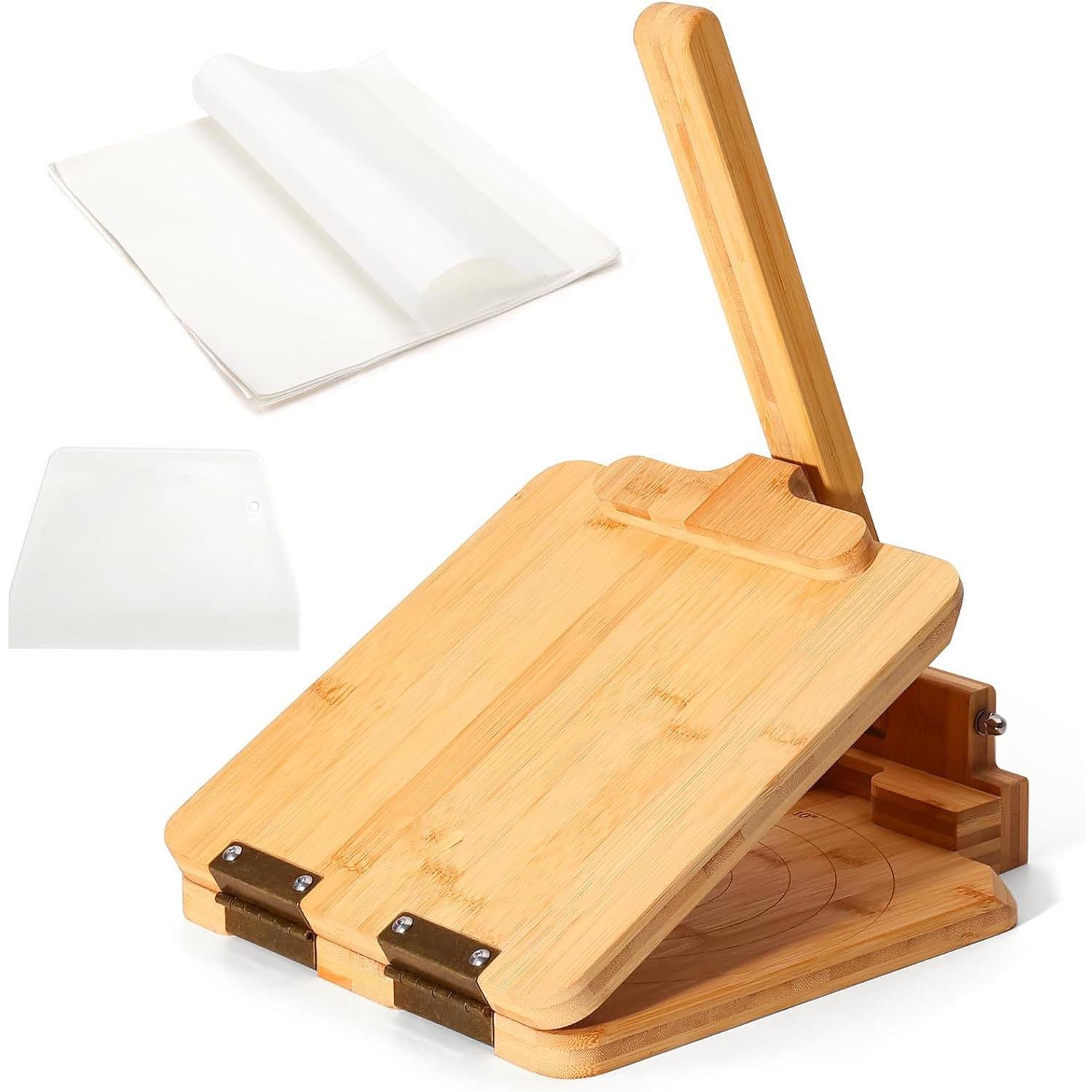 Tortilla-Presse 10 Zoll Bambus Tortilla-Hersteller, Mexikanische Tortillera-Presse Hausgemachte Mehl-Tortilla-Presse für Mexikanische Tortillas Roti Burrito Z001