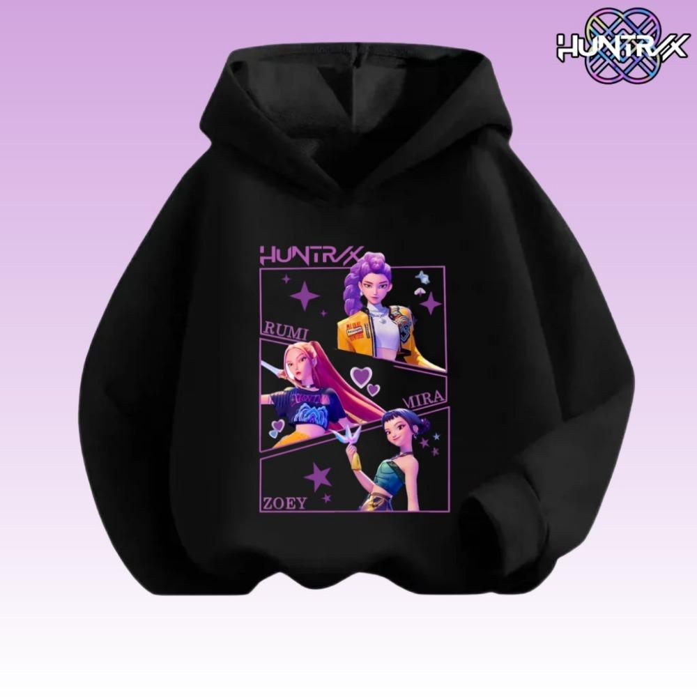 K-Pop Devil Hunter Kinder Kapuzenmantel Anime Cartoon Mode Mädchen Frühling und Herbst Niedlicher Mantel Kinderbekleidung 100 black