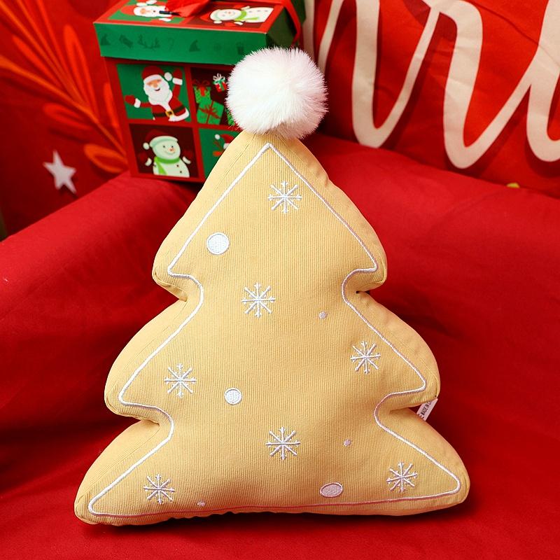 Lebkuchen Plüschkissen Weihnachtsbaum-Stil Creme Rot Feiertagsdesign Für Festliche Dekoration Fans Saisonales Geschenk Winterfeier 30cm
