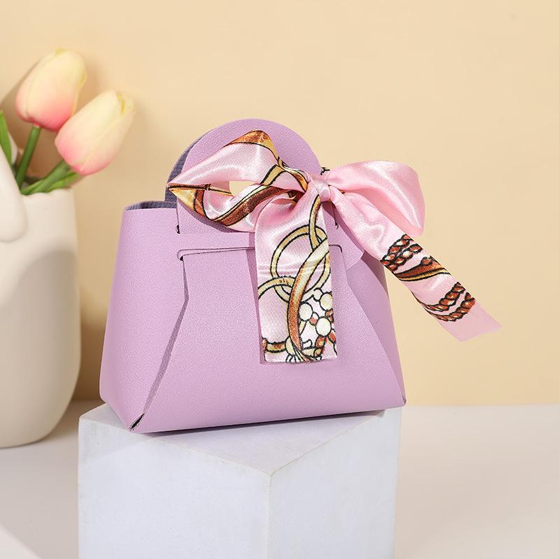 5 Stücke Leder Geschenktüte Hochzeit Gefälligkeiten Pralinenschachtel Eid Mubarak Tragbare Süßigkeiten Geschenk Kleine Box Korb Schmuck Verpackung Taschen violett