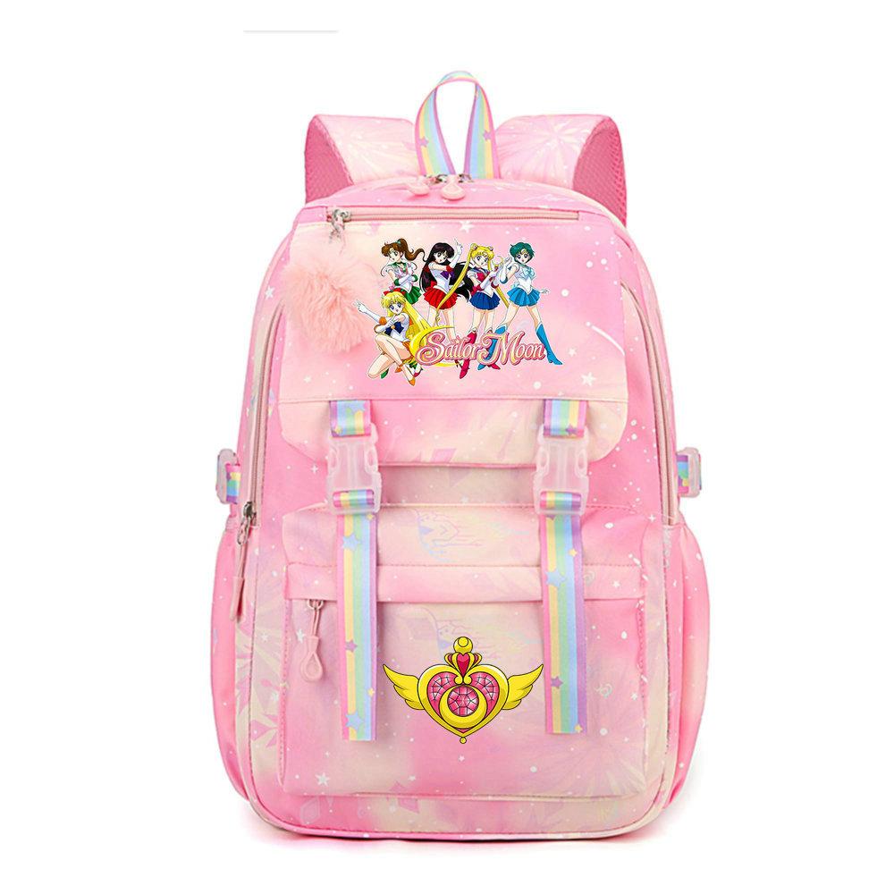 Schultaschen Sailor Moon Multifunktionaler Teenager Laptop Rucksack Canvas Student Rucksäcke Junge Mädchen Mode Schultasche
