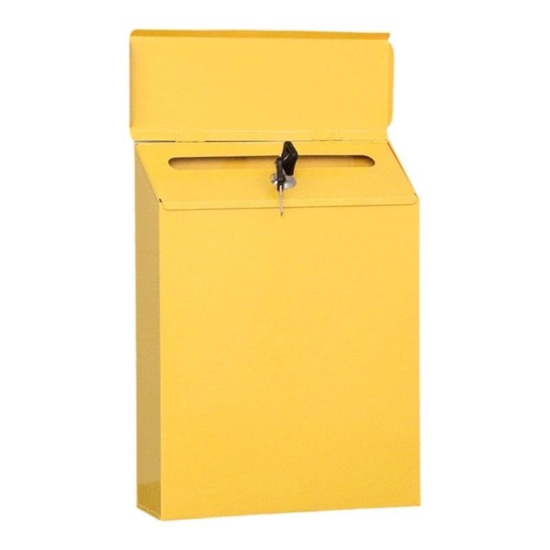 Wetterfester Vintage Eisen Briefkasten Wetterfester Wandmontage Abschließbarer Briefkasten Für Gartenzaun Terrassen Haustür Privatsphäre gelb
