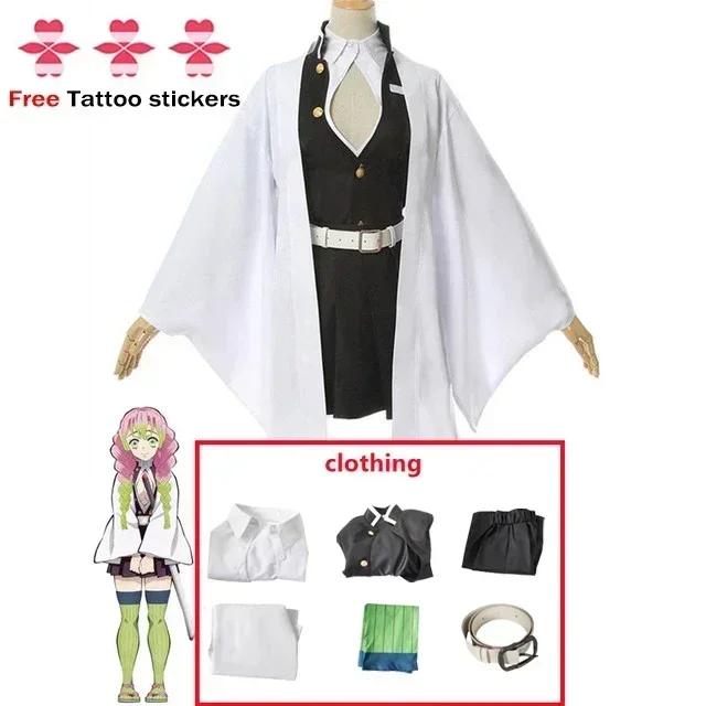Erwachsene Kinder Anime Kanroji Mitsuri Cosplay Kostüm Kimono Haori Kleid Perücke Kleidung Halloween Kostüm für Erwachsene Kinder Kids 130 black